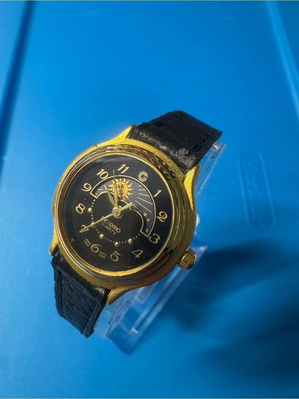 Giordano Gold-Tone Sun & Moon Black Dial Quartz Watch